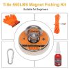 Magnet Fishing Kit with Strong Magnet for Pulling 550 lbs, Rope, Gloves, Threadlocker Glue | Fishing Magnets with Rope for Underwater Treasure Hunting